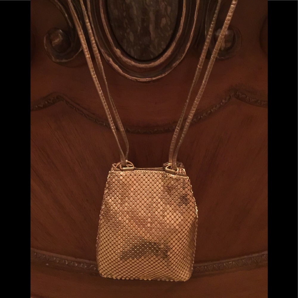 Gold mesh evening bag
